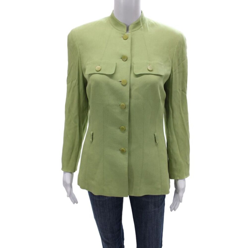 YL By Yair Women Military Jacket Green Button Long Sleeve Size 2